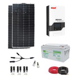 Paneles Solares Flexibles 480W con Batería DC Solar 100Ah