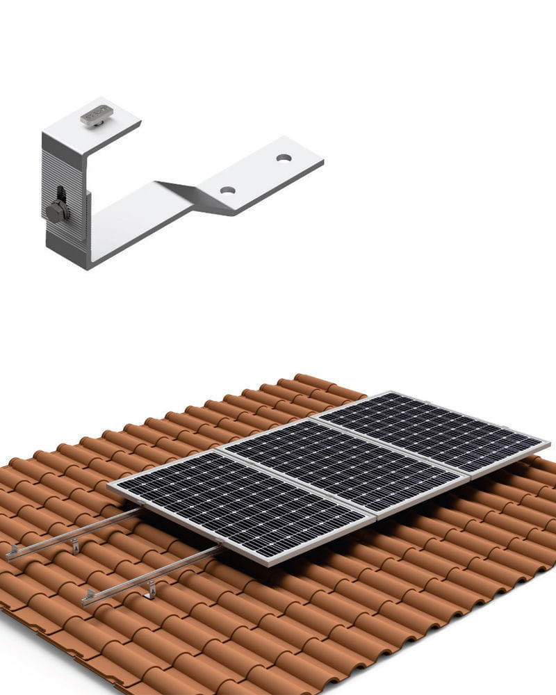 Estructura Cubierta Tejas 1 Panel Solar con salvatejas 02V
