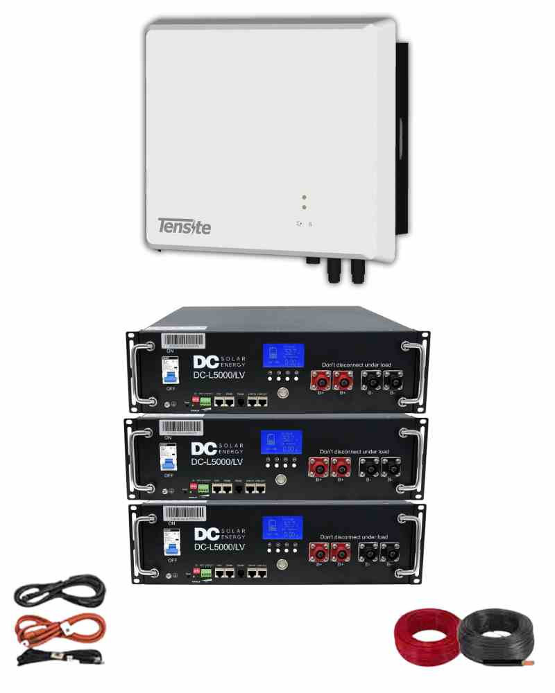 Kit SAI UPS con Inversor Híbrido 3kW Tensite y 3 ud batería 48V DC Solar Energy