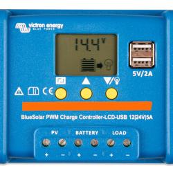 Regulador PWM BlueSolar 12/24V 5A LCD USB Victron
