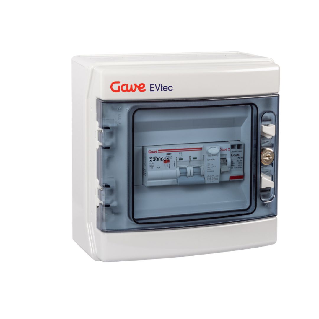 Caja de protección para Recarga de Vehículo Eléctrico Gave EVlec ACVM40R Conexión Schuko