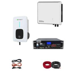Kit Cargador Coche Eléctrico con Inversor Híbrido 3kW Tensite y Batería Litio 5kWh 48V DC Solar Energy