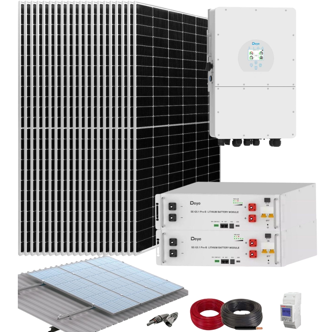 Kit Solar Híbrido Deye Monofásico 10kW Batería Litio 10.24 kWh
