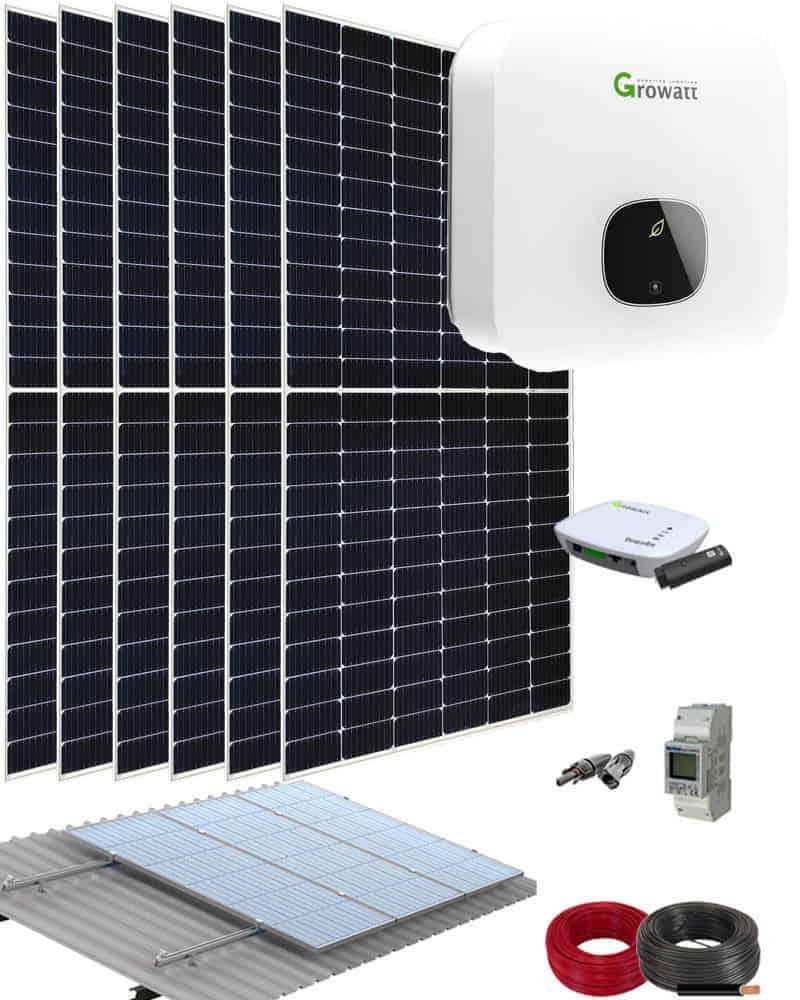Kit Instalación Fotovoltaica Autoconsumo 2500W 12500Whdia Growatt