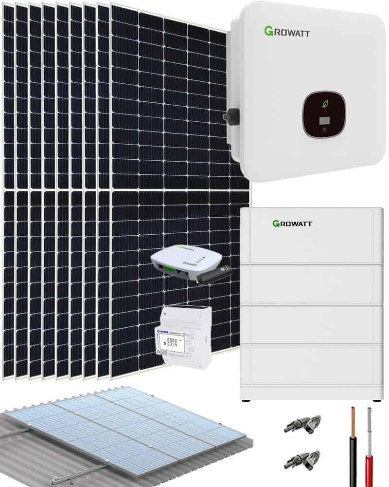 Kit Híbrido Trifásico 4000W 20000Whdia Growatt