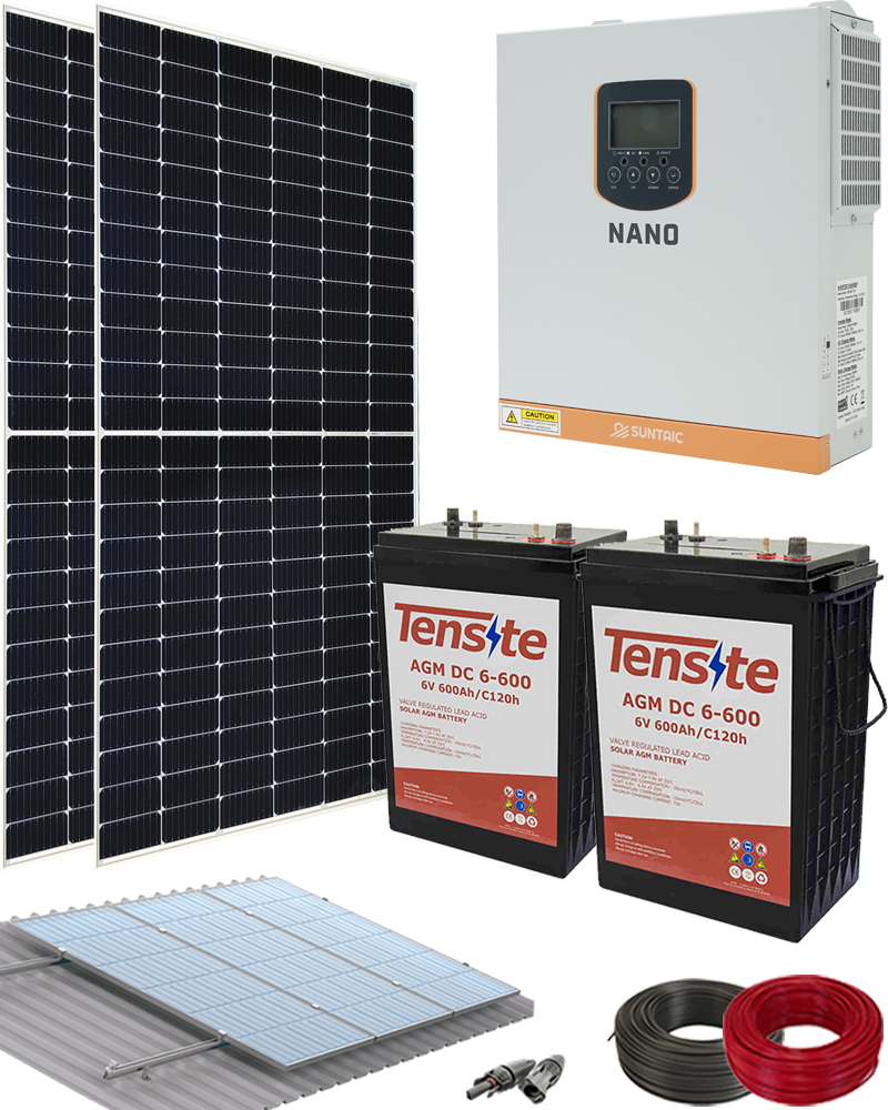 Kit Solar Aislada para Instalar Paneles Solares con Baterías AGM 1000W 12V 4000Whdia