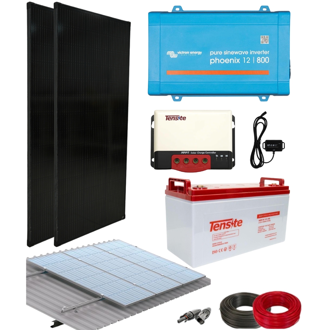 Kit Solar Fotovoltaico 400W 12V 2000Whdia con Batería de Gel