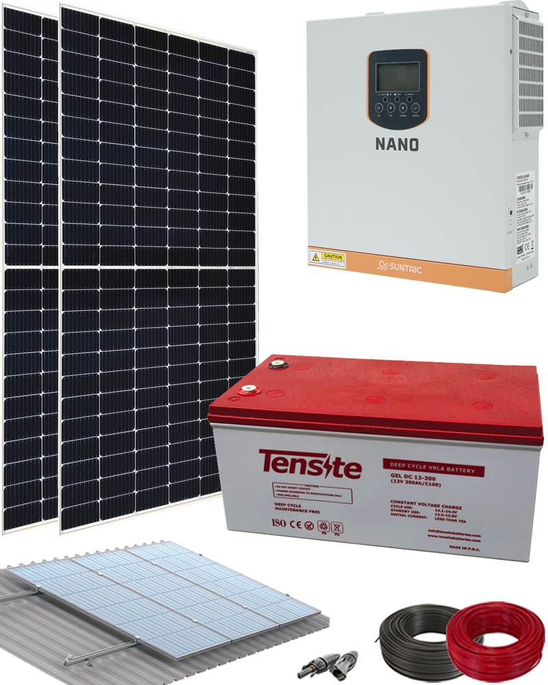 Kit Placas Solares para Casa Campo 1000W 12V 4000Whdia