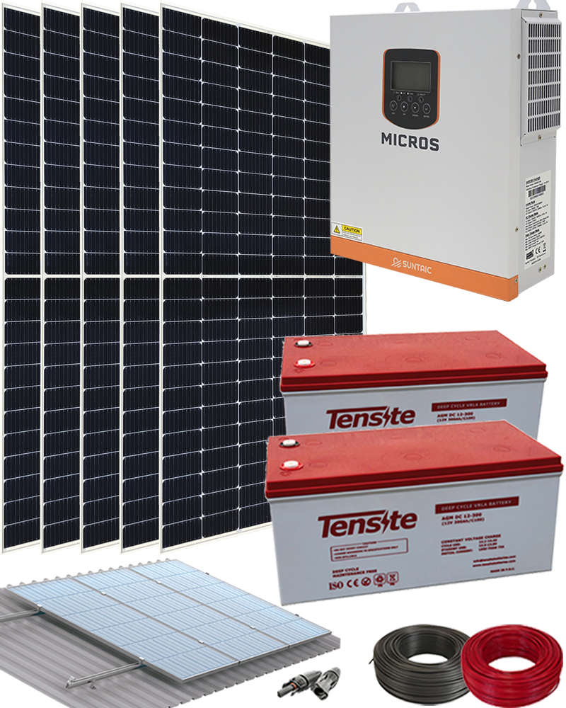 Kit Solar Aislado 3500W 24V Suntaic con Baterías AGM 300Ah
