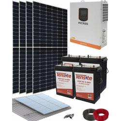 Kit Solar Aislada para Instalación Placas Solares 3000W 24V 9000Whdia con batería AGM