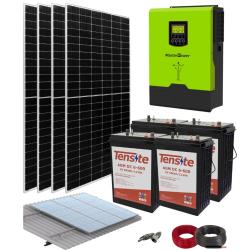 Kit Solar Aislada para Instalación Placas Solares 3000W 24V 9000Whdia con batería AGM