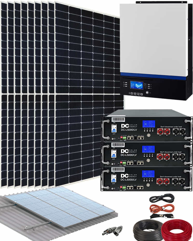 Kit Solar para Casa de Campo Voltronic 11000W 48V con Batería de Litio DC Solar 15kWh