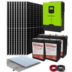 Kit Solar Vivienda Permanente 24V 3600W AGM 22kWh/dia
