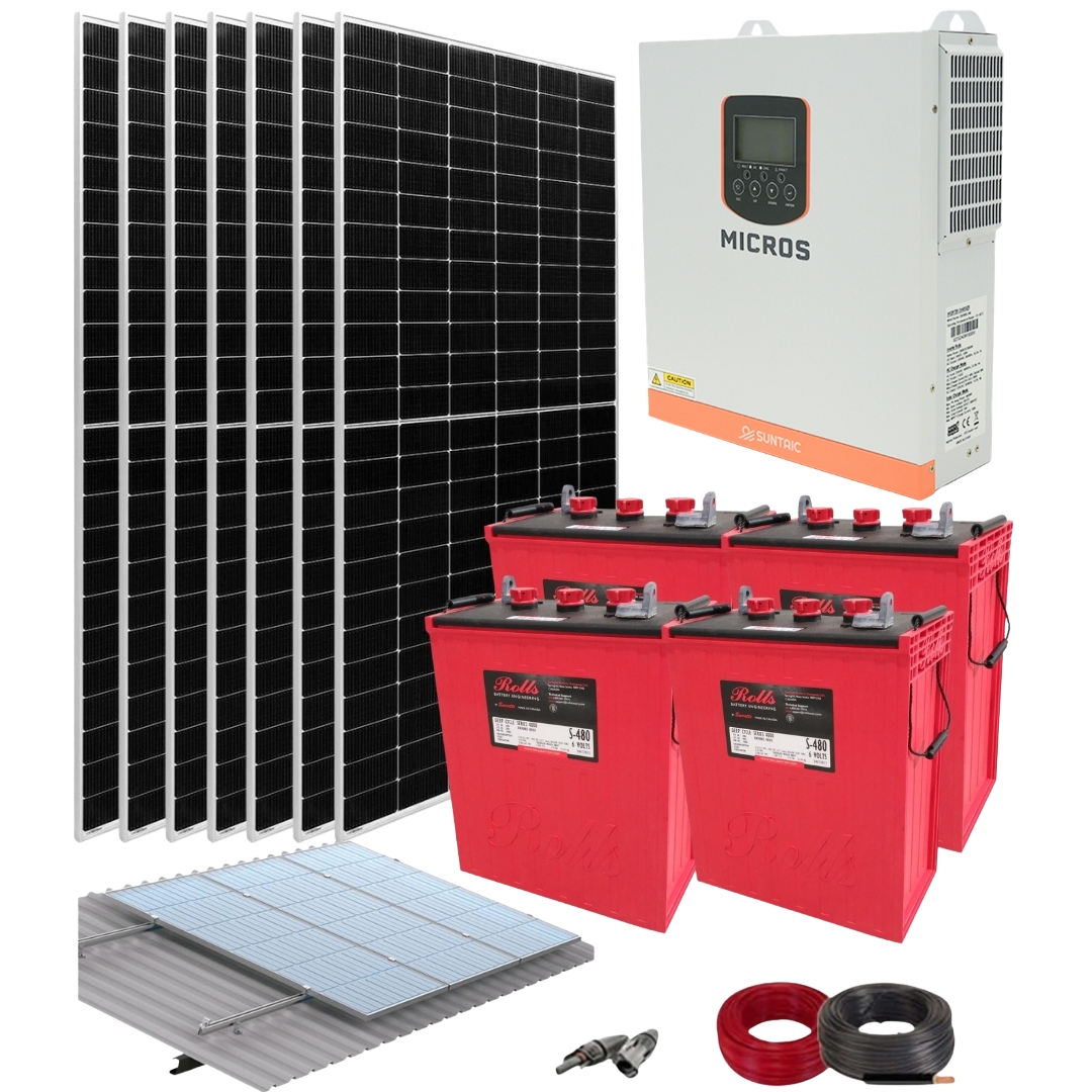 Kit Solar Aislada para Casa de Campo Suntaic 3500W 24V con Baterías ROLLS 449Ah