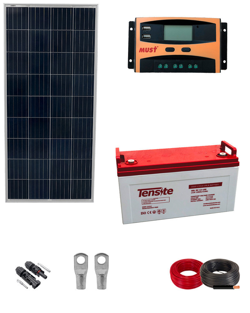 Comprar Kit Panel Solar Autoinstalable 160W con Batería para Iluminación