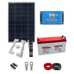 Kit Solar 100W para Fin de Semana con Batería con Estructura