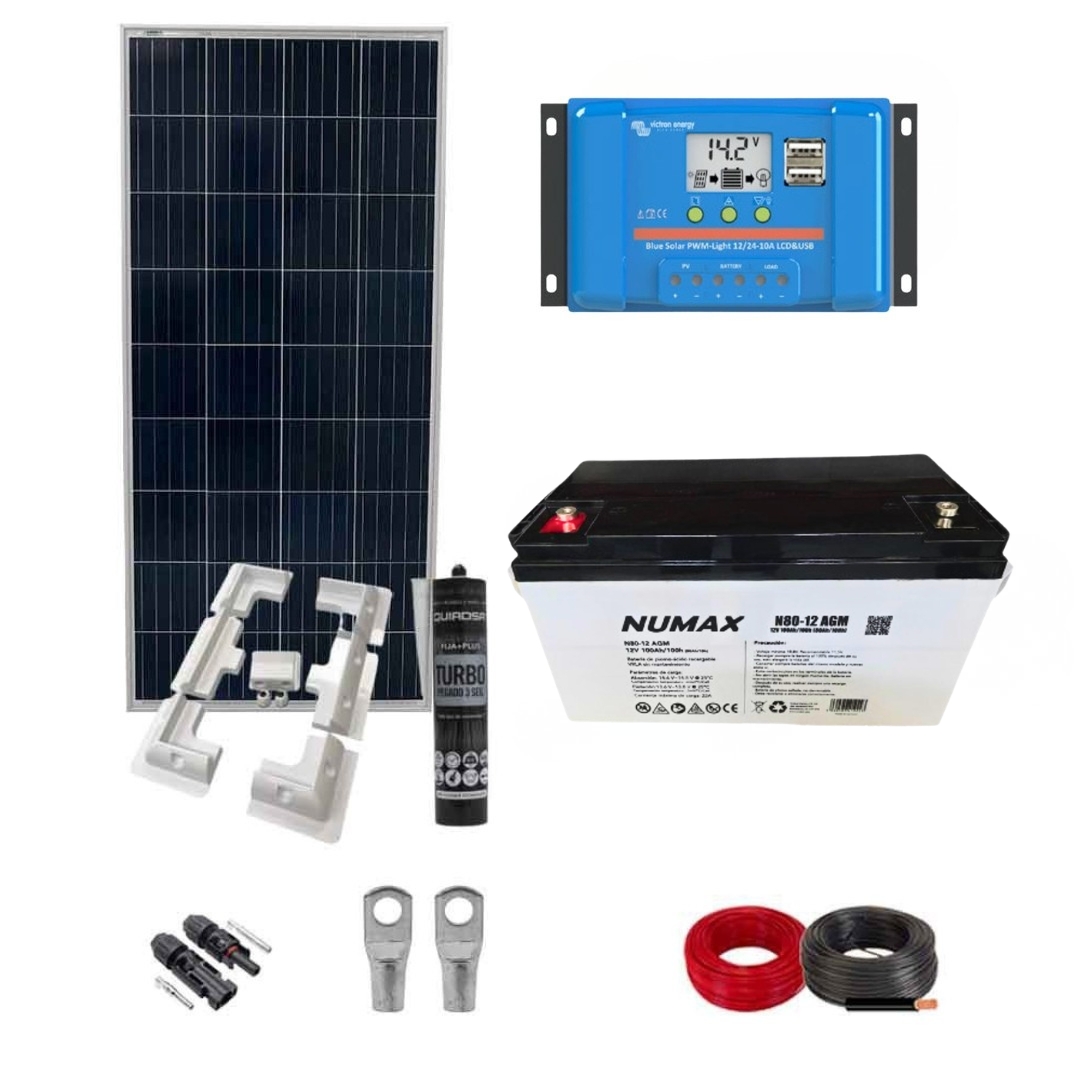 Kit Instalación Placa Solar Camper 160W con batería DC Solar