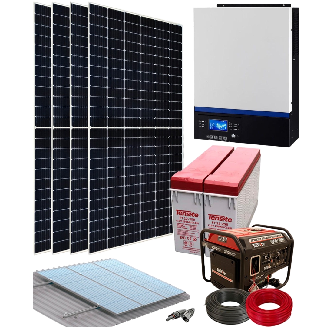 Kit Solar Instalacion Aislada 3000W 24V 6000Whdia con Generador Genergy