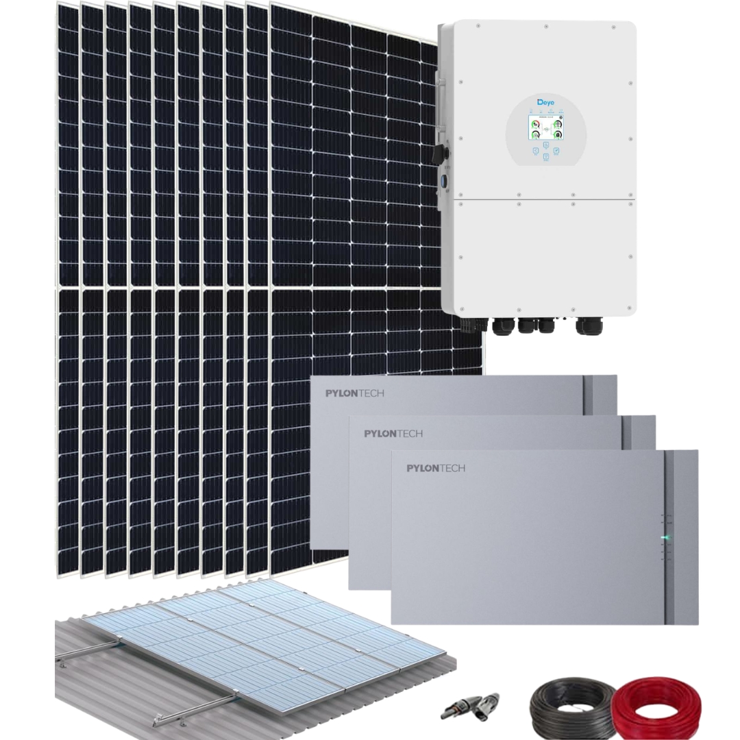 Kit Energía Solar Híbrido para Instalar Placas Solares con Inversor Deye Trifásico 6000W