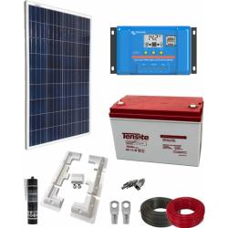 Kit Instalación Placa Solar Camper 100W con Regulador y Batería AGM