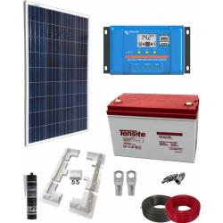 Kit Solar Camping 100W con Batería AGM 100Ah con Estructura