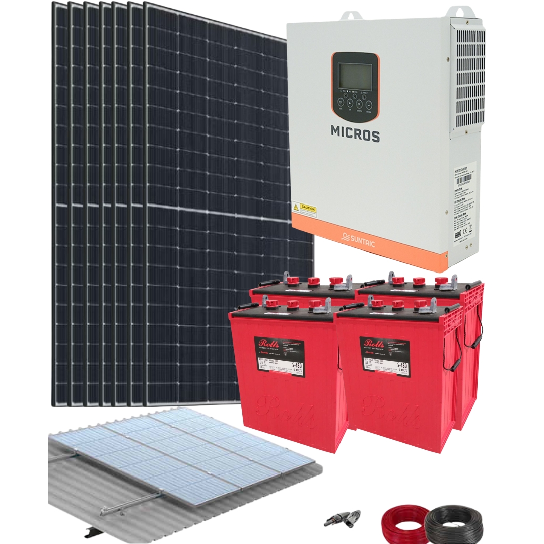 Kit Solar Instalación Placas Solares Aislada 3500W 24V 17500Whdia