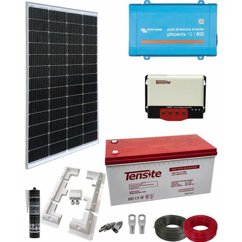 Kit Solar Caravana 800W 12V 1000Whdia con Batería de Gel