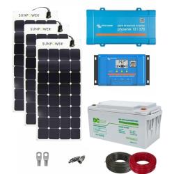 Kit Panel Solar 200W 12V 1000Whdia con batería AGM camper
