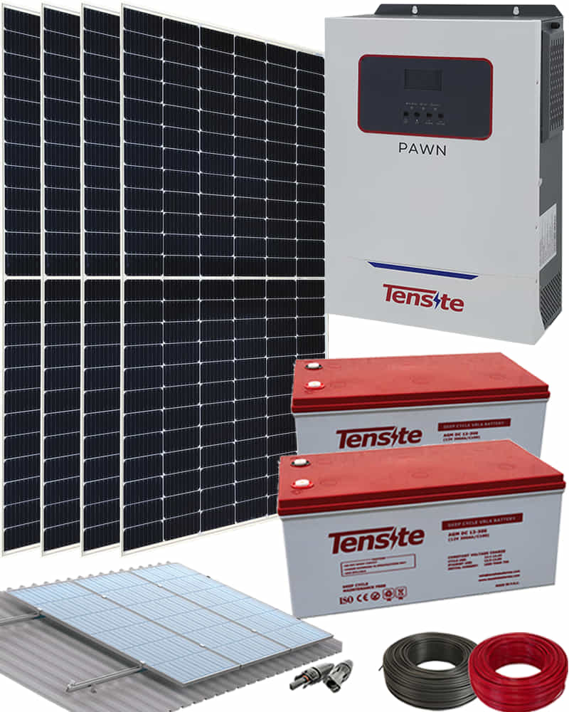 Kit Solar Instalación Placas Solares Aislada con baterías de Gel 3600W 24V 8000Whdia