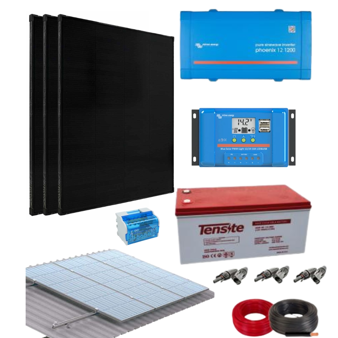Kit Solar Casa Aislada con AGM 1200W 12V 3000Whdia