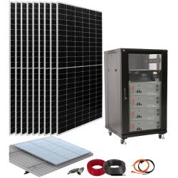 Kit Solar Aislada 5500W 48V con baterías de litio 20kWh y rack