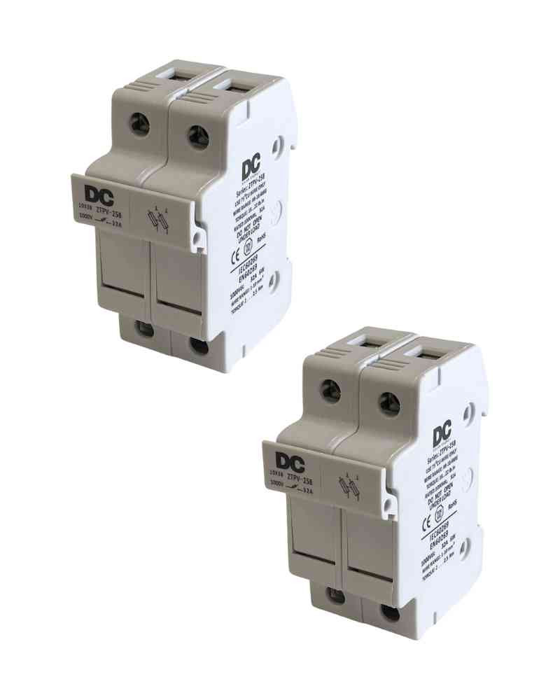 Pack 2ud Portafusibles Doble 10x38 1000V