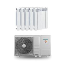 Kit Aerotermia con Radiadores de Agua para Calefacción con 8kW Hisense para vivienda 100m2