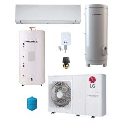 Kit Aerotermia con Fancoils y ACS 300 litros 16kW R32 LG Therma V para 200m2