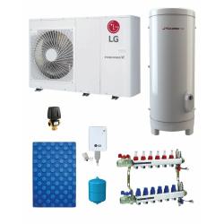 Kit Aerotermia Suelo Radiante para 150m2 con LG Therma V R32 12kW y ACS