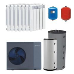 Kit Aerotermia con Radiadores 8,4kW Suneco Alta Temperatura con ACS 200L para vivienda 100m2