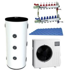 Kit Calefacción Aerotermia Suelo Radiante para 70m2 con Mitsubishi Ecodan Bibloc 6kW