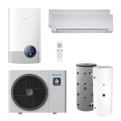 Kit Aerotermia con Fancoils Hisense Bibloc Mural Hi-Therma 10kW R32 para 140m2