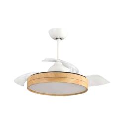 Ventilador de Techo con Luz LED Aspas Retráctiles con Luz 30W Silencioso Madera