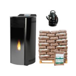 Kit Estufa de Pellets 12,6 KW Jessica con 1040 kg pellet y aspiradora