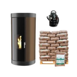 Kit Estufa de Pellets 8 kW Sofia con 1040 kg y aspiradora