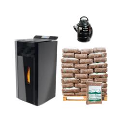 Kit Estufa de Pellets 8,9 kW Veronica con 1040 kg pellet y aspiradora