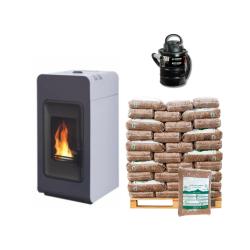 Kit Hidroestufa de Pellets 12,6 kW Primula con 1040 kg pellet y aspiradora