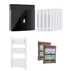 Kit Hidroestufa de pellets Veronica Hall 16 kW con radiadores para 120 m2