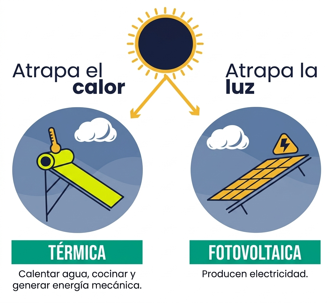 Energía solar térmica vs Energía solar fotovoltaica