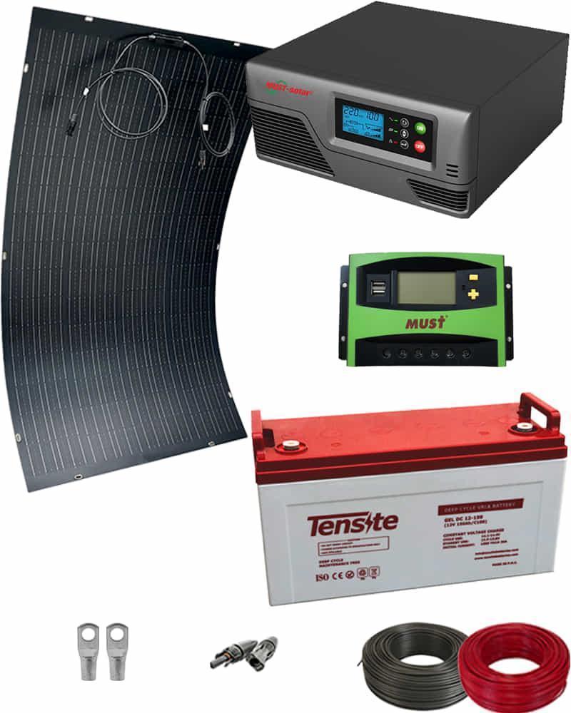 Kit Panel Solar 600W 12V 1000Whdia con Batería de Gel