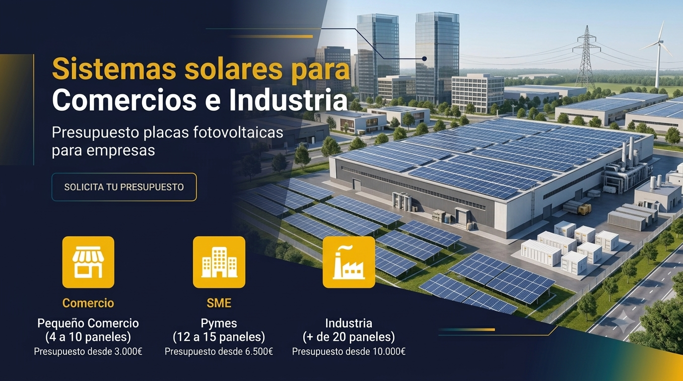 Presupuesto placas solares: Solicita tu subvención Pide Presupuesto Sistemas Solares para comercios, pymes e industria